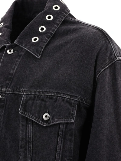 Shop Off-white Eyelet-detail Denim Jacket In Grey
