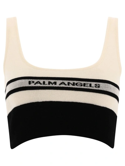 Shop Palm Angels Wool Top With Embroidered Logo In Black