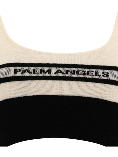 Shop Palm Angels Wool Top With Embroidered Logo In Black