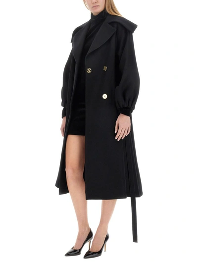 Shop Patou Belted Trench Coat In Black