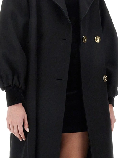 Shop Patou Belted Trench Coat In Black