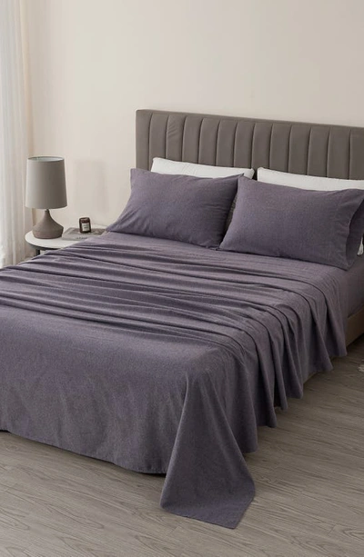 Shop Woven & Weft Heathered Turkish Cotton Flannel Sheet Set In Heathered Acai Purple