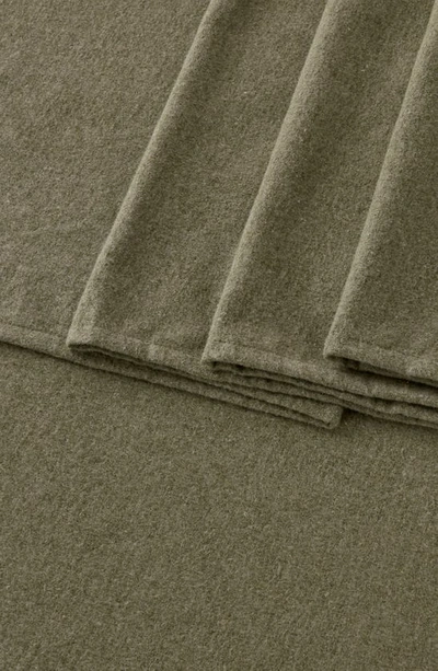 Woven & Weft Heathered Turkish Cotton Flannel Sheet Set In Heathered Olive