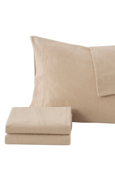 Woven & Weft Heathered Turkish Cotton Flannel Sheet Set In Heathered Sand