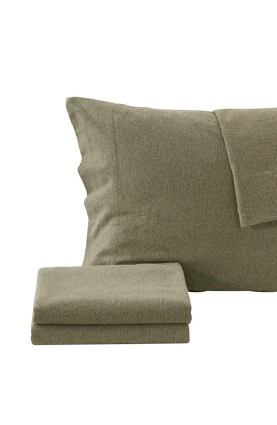 Shop Woven & Weft Heathered Turkish Cotton Flannel Sheet Set In Heathered Olive