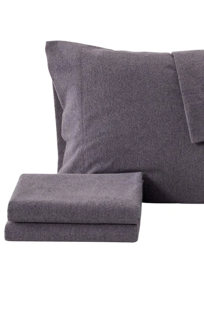 Woven & Weft Heathered Turkish Cotton Flannel Sheet Set In Heathered Acai Purple