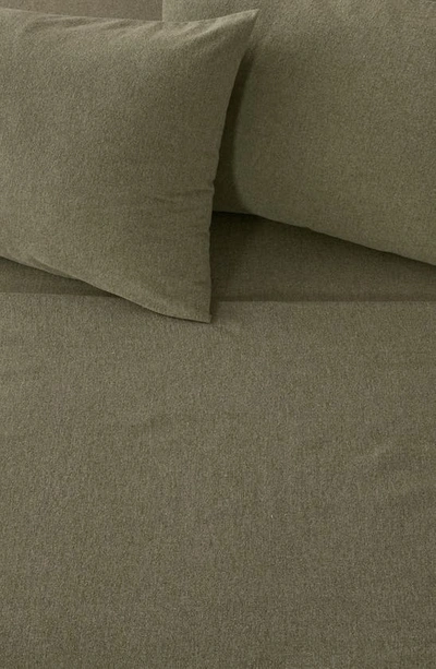 Woven & Weft Heathered Turkish Cotton Flannel Sheet Set In Heathered Olive