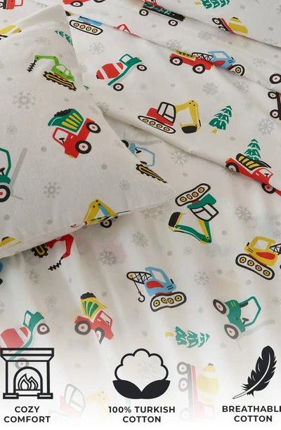 Woven & Weft Holiday Print Turkish Cotton Sheet Set In Christmas Toy Trucks