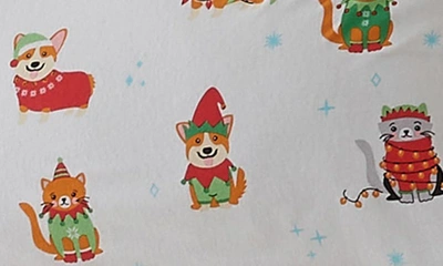 Woven & Weft Holiday Print Turkish Cotton Sheet Set In Dog Cat Christmas