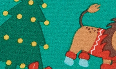 Woven & Weft Holiday Print Turkish Cotton Sheet Set In Safari Animals Christmas