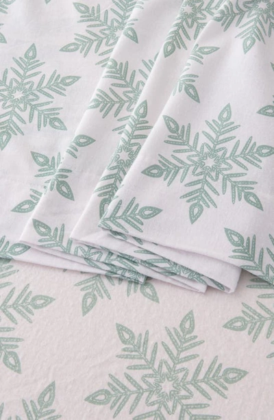 Woven & Weft Turkish Cotton Windowpane Printed Flannel Sheet Set In Snowflake - Simple White