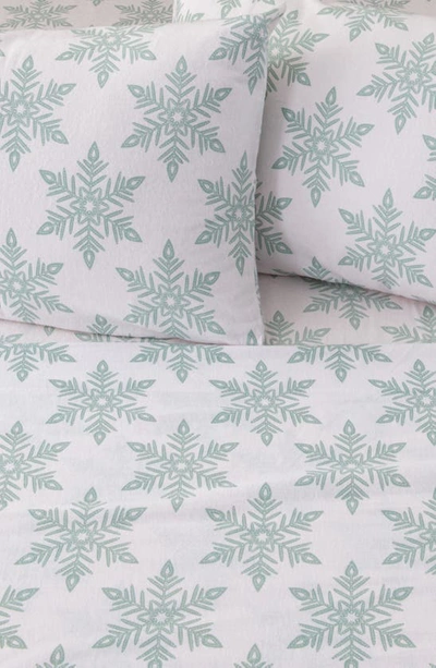 Woven & Weft Turkish Cotton Windowpane Printed Flannel Sheet Set In Snowflake - Simple White