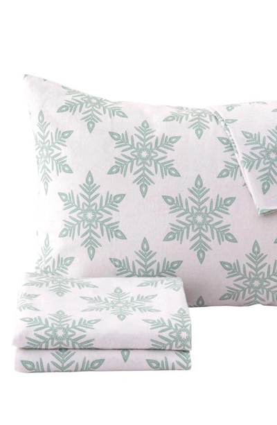 Woven & Weft Turkish Cotton Windowpane Printed Flannel Sheet Set In Snowflake - Simple White
