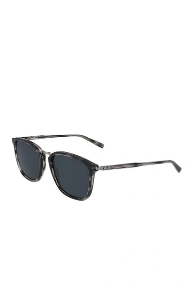 Shop Ferragamo Salvatore  54mm Square Sunglasses In Striped Grey