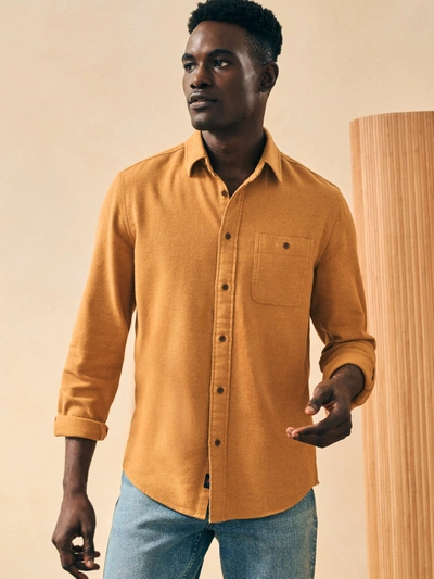 Shop Faherty Super Brushed Flannel Shirt In Sierra Gold