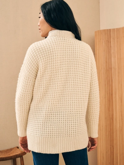 Faherty Frost Waffle Cardigan In Cream