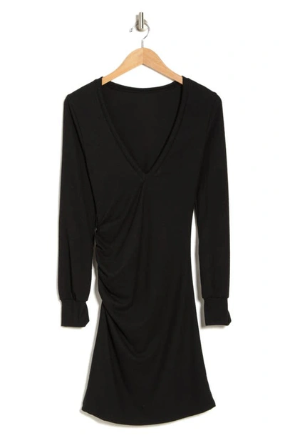 Shop Go Couture Ruched Long Sleeve Dress In Black