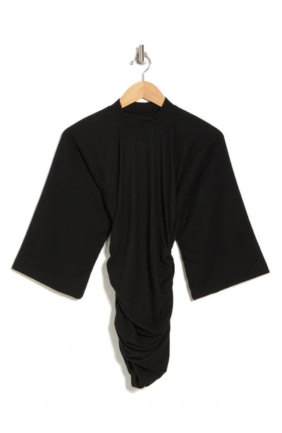 Go Couture Mock Neck Ruched Body-con Minidress In Black