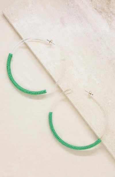 Shop Ettika 76mm Large Clear Lucite Hoop Earrings In Green