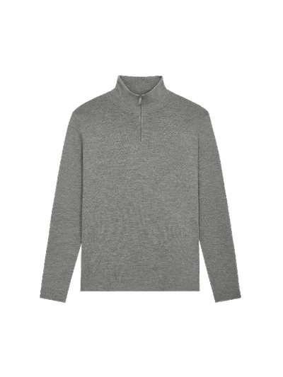 Shop Pangaia Regenerative Merino Wool Half-zip Sweater In Grey Marl