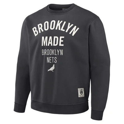 Shop Staple Nba X  Anthracite Brooklyn Nets Plush Pullover Sweatshirt