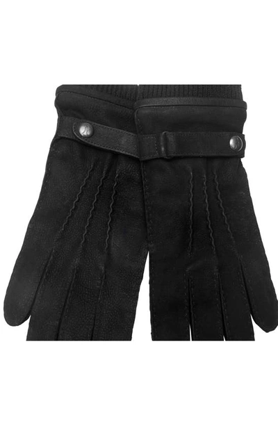Shop Allsaints Handstitched Leather Gloves In Black/ Matte Black