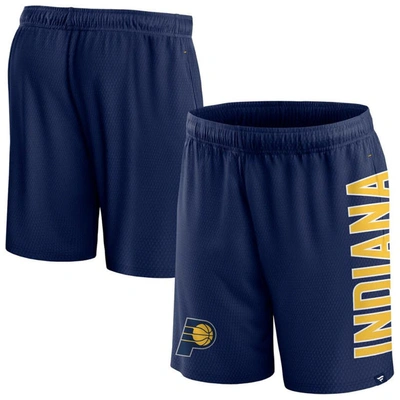 Shop Fanatics Branded Navy Indiana Pacers Post Up Mesh Shorts