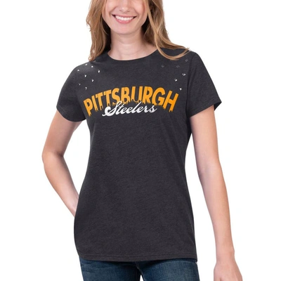 Shop G-iii 4her By Carl Banks Heathered Black Pittsburgh Steelers Main Game T-shirt