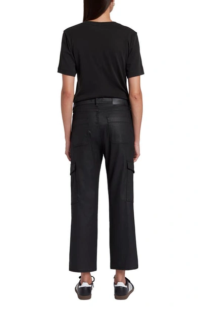 Shop 7 For All Mankind Logan Coated High Waist Ankle Straight Leg Cargo Pants In Coated Blk