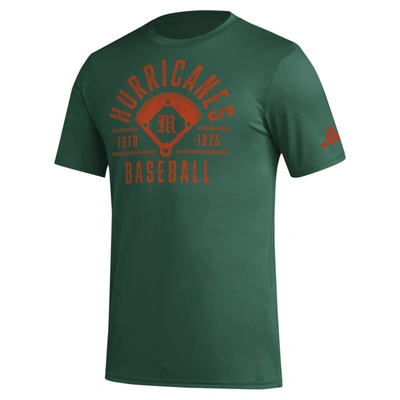 Shop Adidas Originals Adidas  Green Miami Hurricanes Exit Velocity Baseball Pregame Aeroready T-shirt