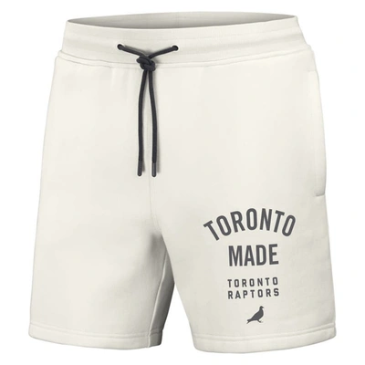 Shop Staple Nba X  Cream Toronto Raptors Heavyweight Fleece Shorts