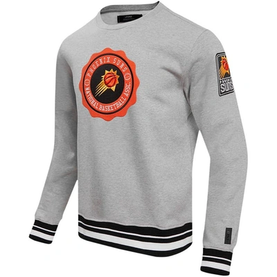 Pro Standard Heather Gray Phoenix Suns Crest Emblem Pullover Sweatshirt In Heather Gray