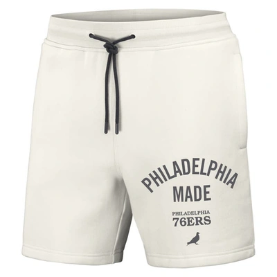 Shop Staple Nba X  Cream Philadelphia 76ers Heavyweight Fleece Shorts