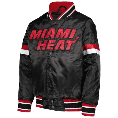 Shop Starter Youth  Black Miami Heat Home Game Varsity Satin Full-snap Jacket