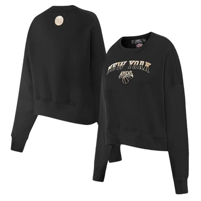 Shop Pro Standard Black New York Knicks Glam Cropped Pullover Sweatshirt