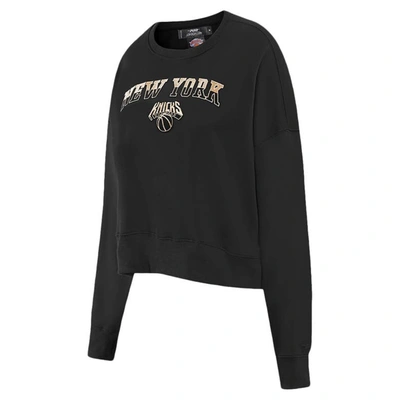 Shop Pro Standard Black New York Knicks Glam Cropped Pullover Sweatshirt
