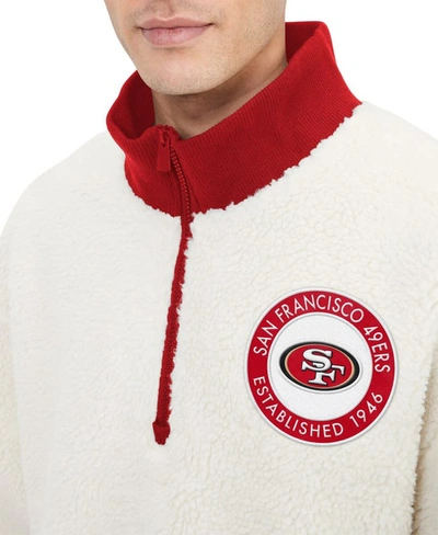 Shop Tommy Hilfiger Cream San Francisco 49ers Jordan Sherpa Quarter-zip Sweatshirt