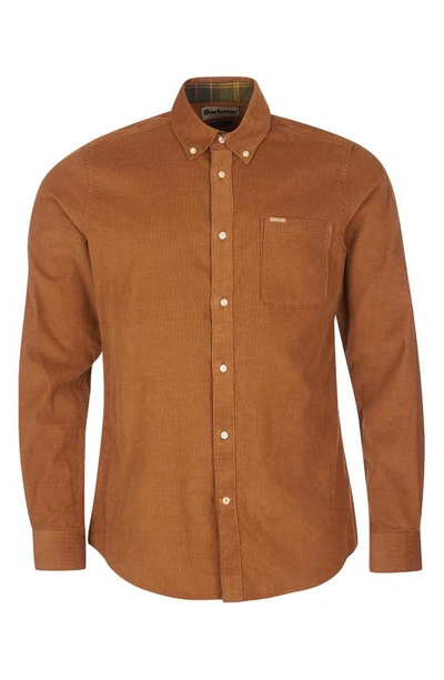 Shop Barbour Ramsey Tailored Fit Corduroy Button-down Shirt In Sandstone