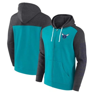 Shop Fanatics Branded Teal Charlotte Hornets Offensive Line Up Full-zip Hoodie