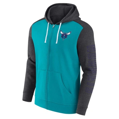 Shop Fanatics Branded Teal Charlotte Hornets Offensive Line Up Full-zip Hoodie