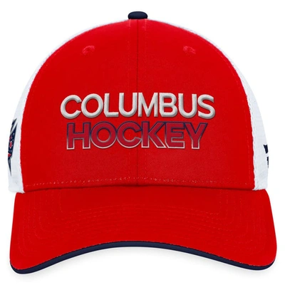 Shop Fanatics Branded  Red Columbus Blue Jackets Authentic Pro Rink Trucker Adjustable Hat