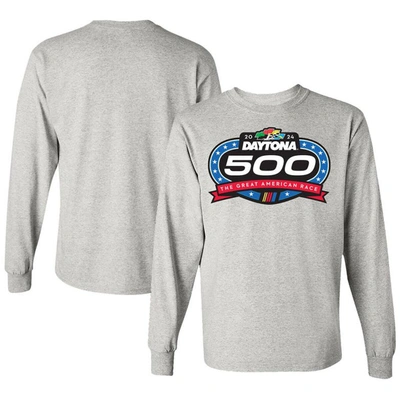 Shop Checkered Flag Sports  Gray 2024 Daytona 500 Logo Long Sleeve T-shirt