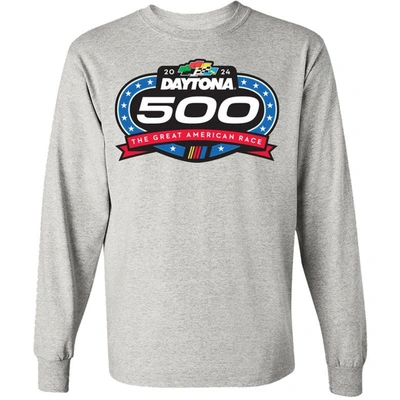 Shop Checkered Flag Sports  Gray 2024 Daytona 500 Logo Long Sleeve T-shirt