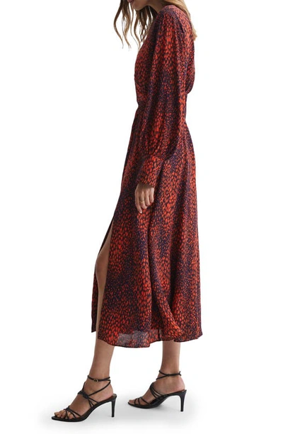 Shop Reiss Maya Print Long Sleeve Maxi Dress In Red