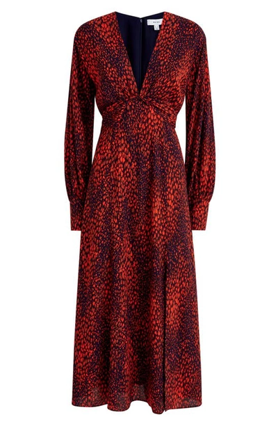 Shop Reiss Maya Print Long Sleeve Maxi Dress In Red