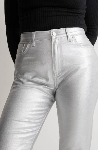 Shop Madewell The '90s Straight Jeans In Iridescent Silver Foil