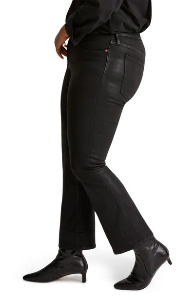 Shop Madewell Kick Out Coated Crop Jeans In True Black