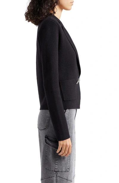 Shop L Agence Sofia Cotton Blend Cardigan Blazer In Black/ Crystal