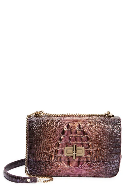 Shop Brahmin Rosalie Croc Embossed Leather Convertible Crossbody Bag In Fig Jam