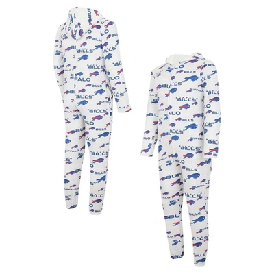 Shop Concepts Sport White Buffalo Bills Allover Print Docket Union Full-zip Hooded Pajama Suit